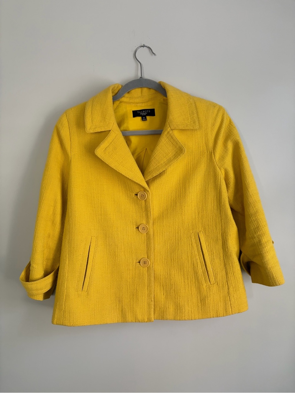 Talbots Yellow Textured Button-Front Women's Swing Jacket
